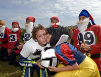 Rossi celebrates MotoGP world title with Snow White